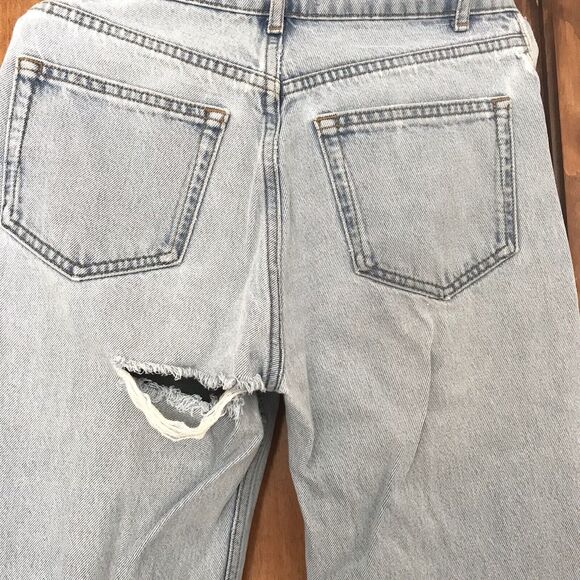 REFORMATION Womens Crop High Rise Tahoe Destroyed Distressed Jeans Blue Sz 24 - Picture 6 of 12